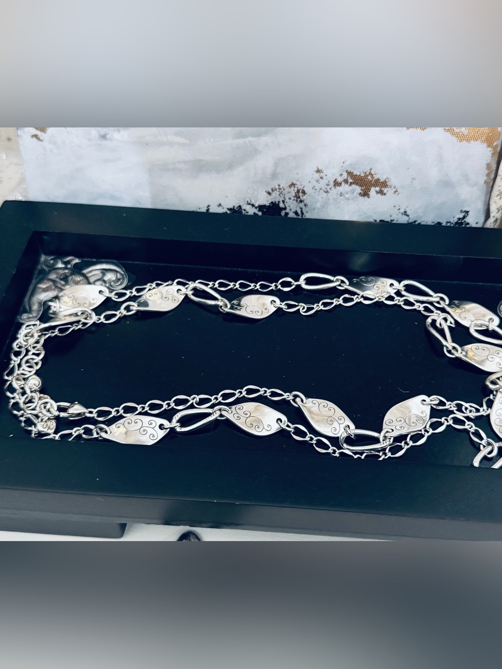 Brighton Silver-Tone Swirl Link Long Necklace
